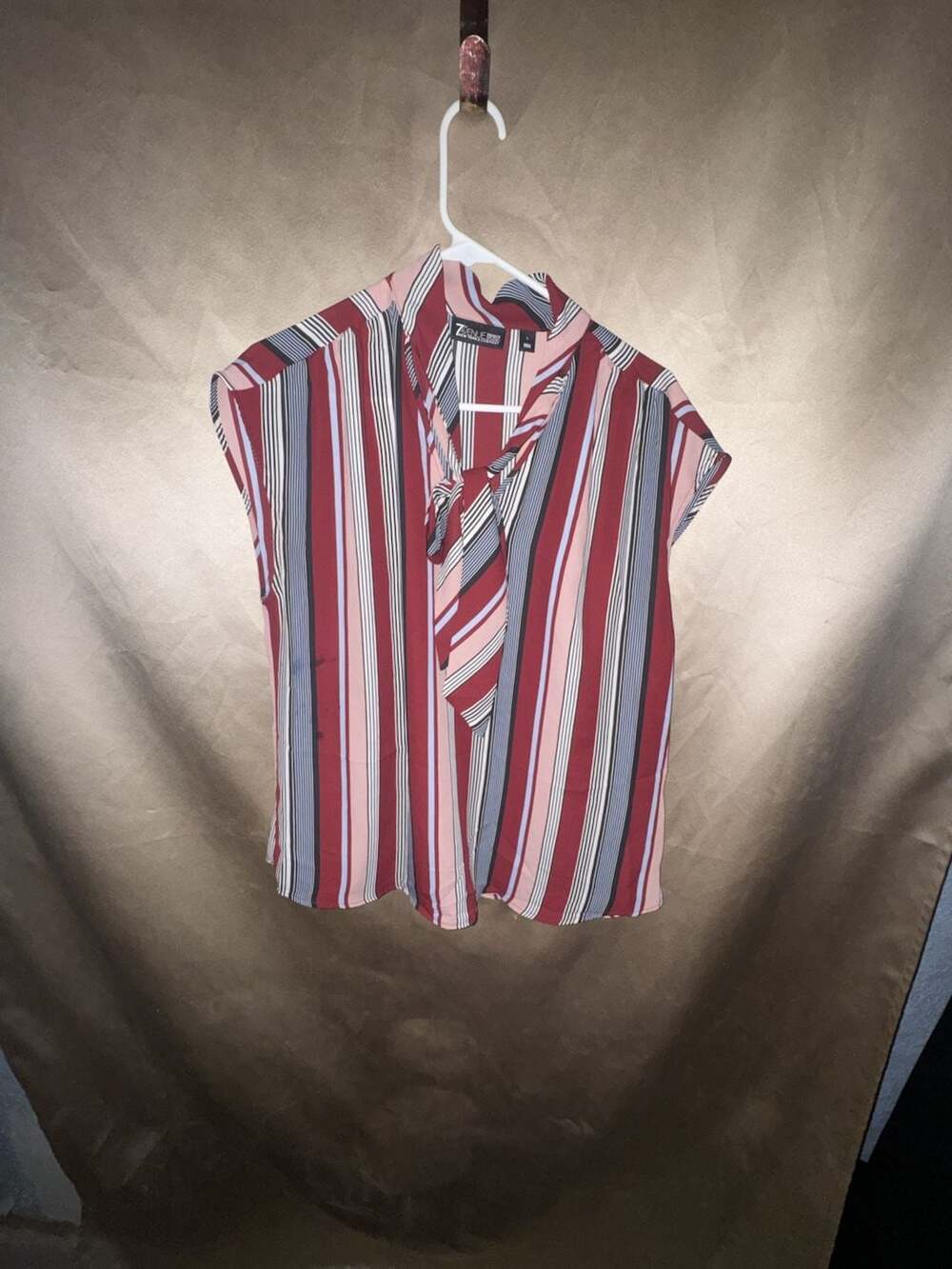 7th Avenue Design Studio New York & Company Women's Sleeveless Striped Tie-Neck